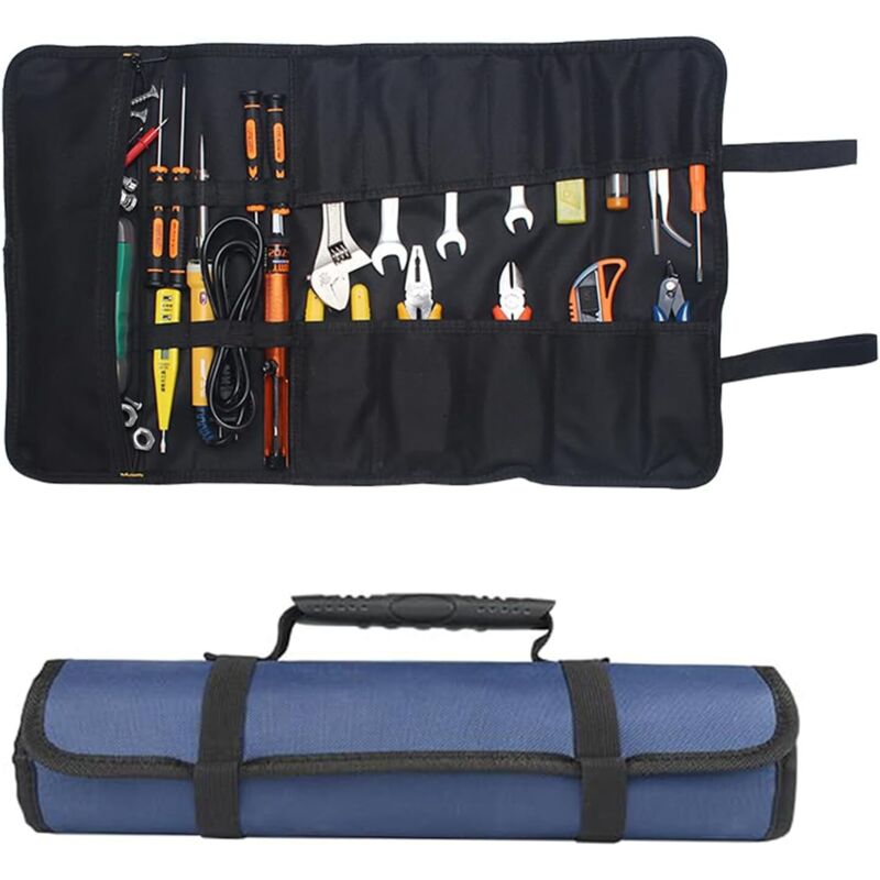 Oxford-werkzeugtasche 58,5 X 35,5 Cm – 22 Taschen, Aufrollbar, Wasserdicht Für Professionellen Und Privaten Gebrauch, Blau