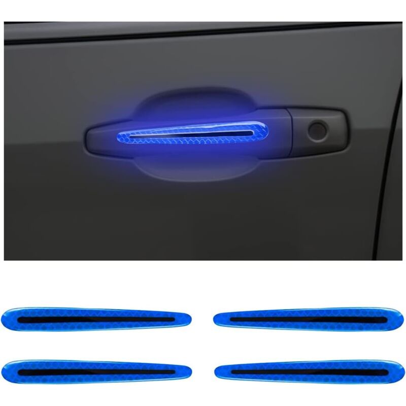 4 Stück Reflektierende Aufkleber Zum Schutz Von Autotürgriffen, 3d-kratzschutzstreifen Für Autotürgriffe, Warnaufkleber Für Türgriffe (blau)