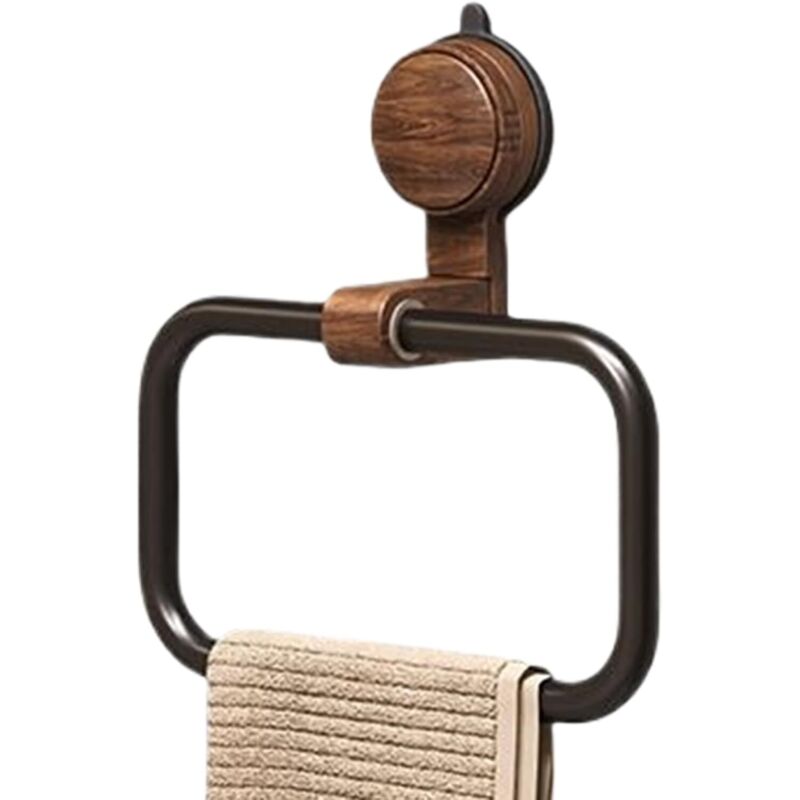 Vintage Handtuchring Aus Walnussholz Mit Saugnapf, Handtuchhalter Ohne Bohren Für Badezimmerwand, Verschleiß- Und Korrosionsbeständiger Edelstahl-handtuchhalter