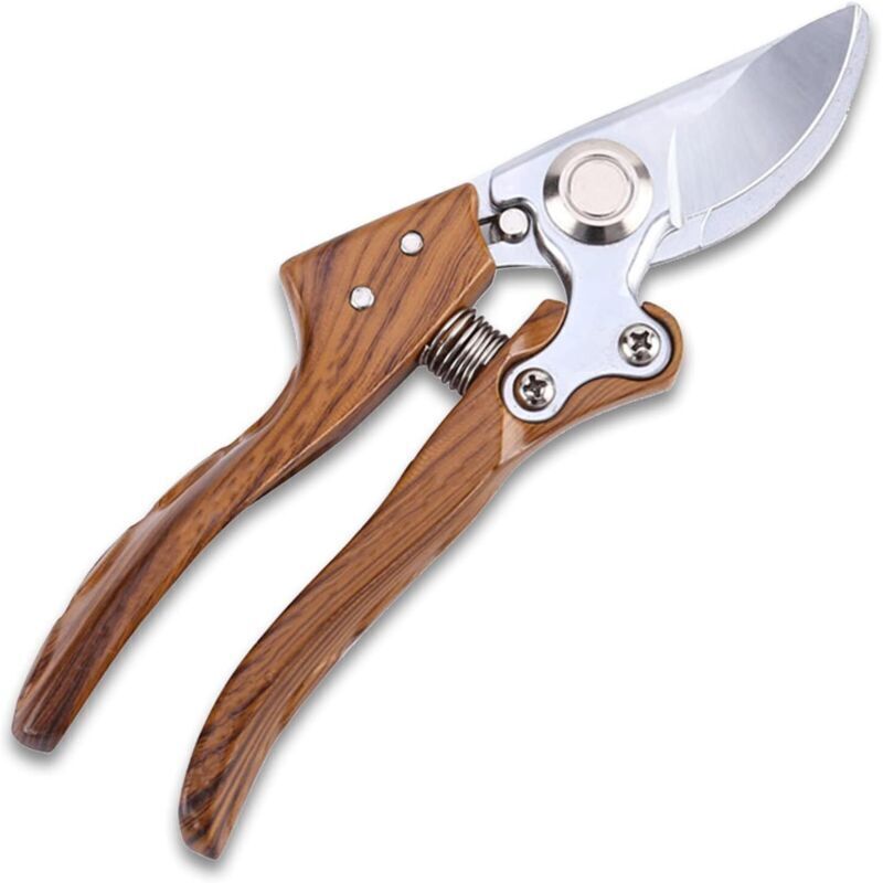 Professionelle Manuelle Gartenschere: Gartenschere Mit Holzgriff, 200 Mm Lange Scharfe Sk5-klinge Zum Schneiden Von Ästen Und Blumen