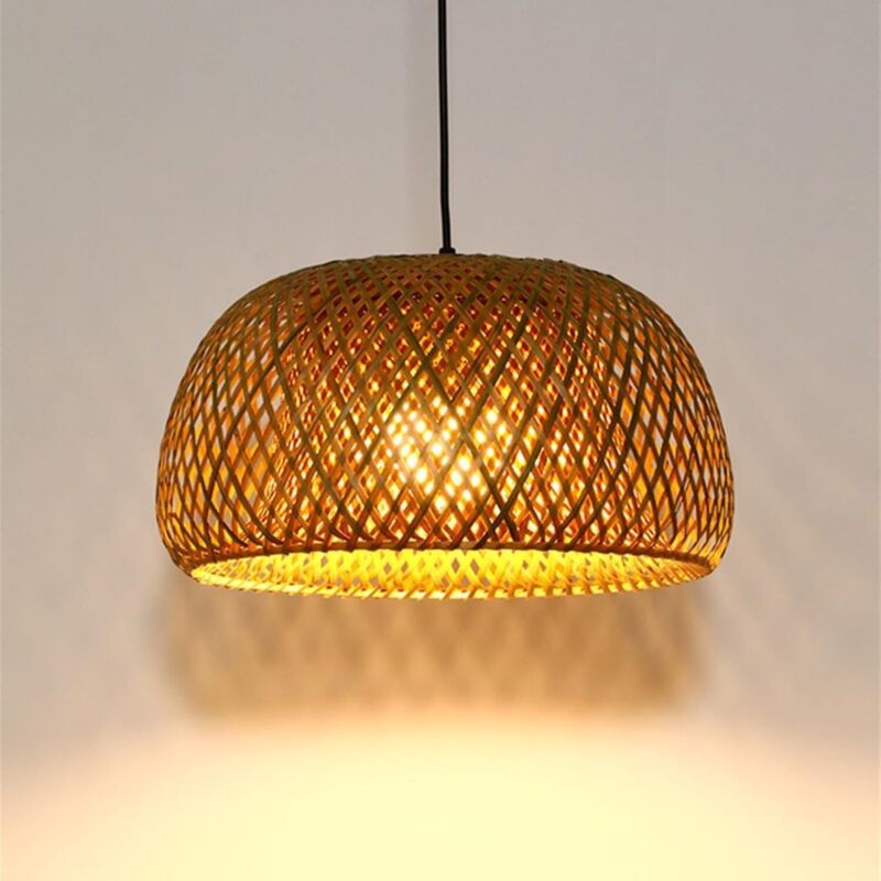 Bohemischer Rattan-kronleuchter, 12 Zoll, E27 Deckenpendelleuchte Mit Kabel, Bambus-weidenkorb-lüster Für Kücheninsel, Wohnzimmer, Esszimmer