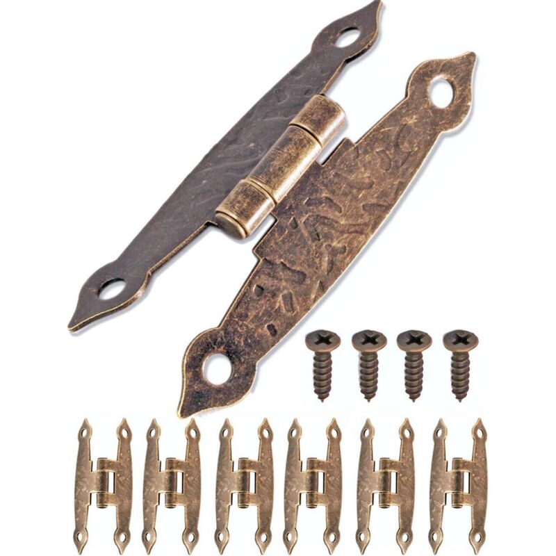 6er-set Antike Eisen-bronze-scharniere Für Schränke, Schranktüren, Truhen Und Aufbewahrungsboxen Im Vintage-stil, Landhausstil, Retro, 65 X 34 Mm