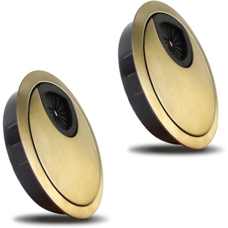 60 Mm Kabeldurchlass, 2er-set Metall-kabeldurchlässe Für Den Schreibtisch, Farbe Bronze, Rost- Und Korrosionsschützend, Für Büros Und Arbeitsplatten.