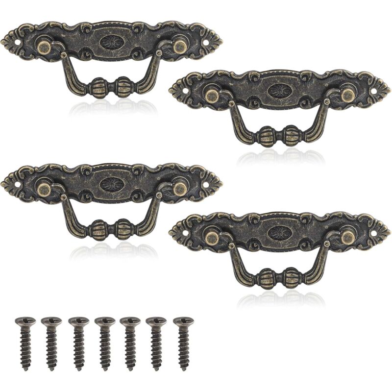 4er-set Vintage-schubladengriffe Im Antiken Stil Aus Zink, Klassischer Bronze-zink-legierung, Mit 8 Schrauben Für Möbelschubladen Und Dekoration.