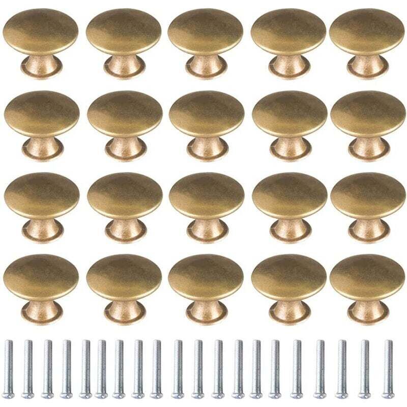 Set Aus 20 Gebürsteten Goldenen Knöpfen, 30 Mm – Runde Vintage-messing-griffe Für Möbel – Mit Schrauben Für Einfache Montage – Für Kommoden Und Schränke