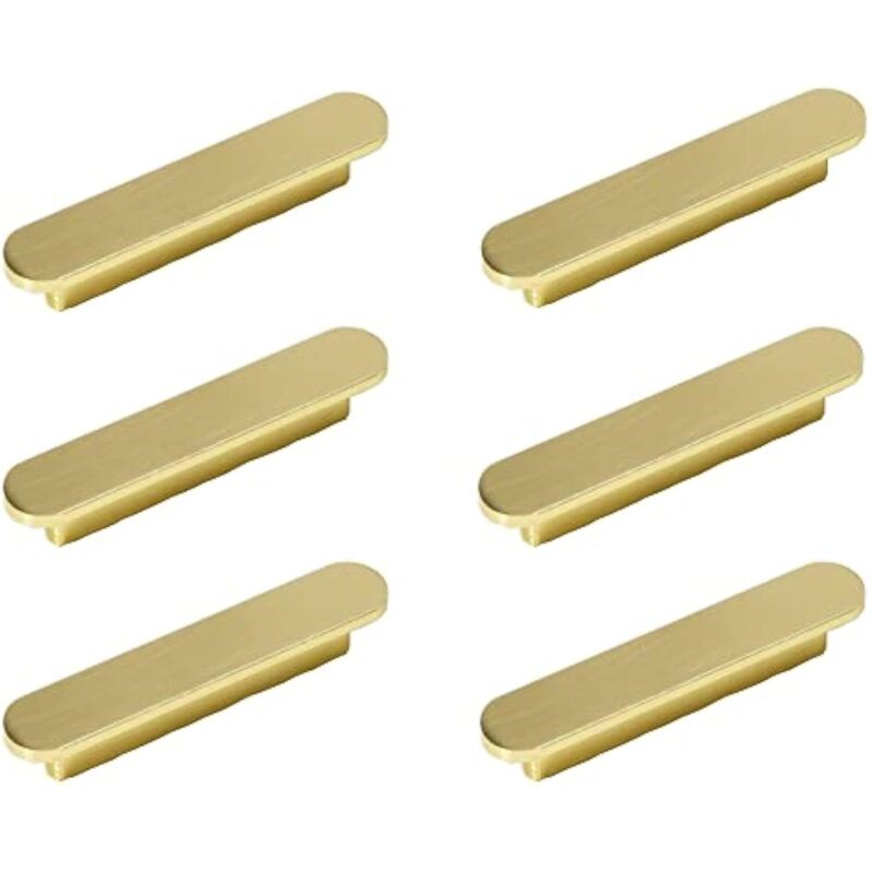 6 Stück Gebürstete Messinggriffe, Küchenschrankgriffe In Gold – Schrankgriffe, Möbelgriffe Aus Gebürstetem Messing, Lochabstand 64 Mm