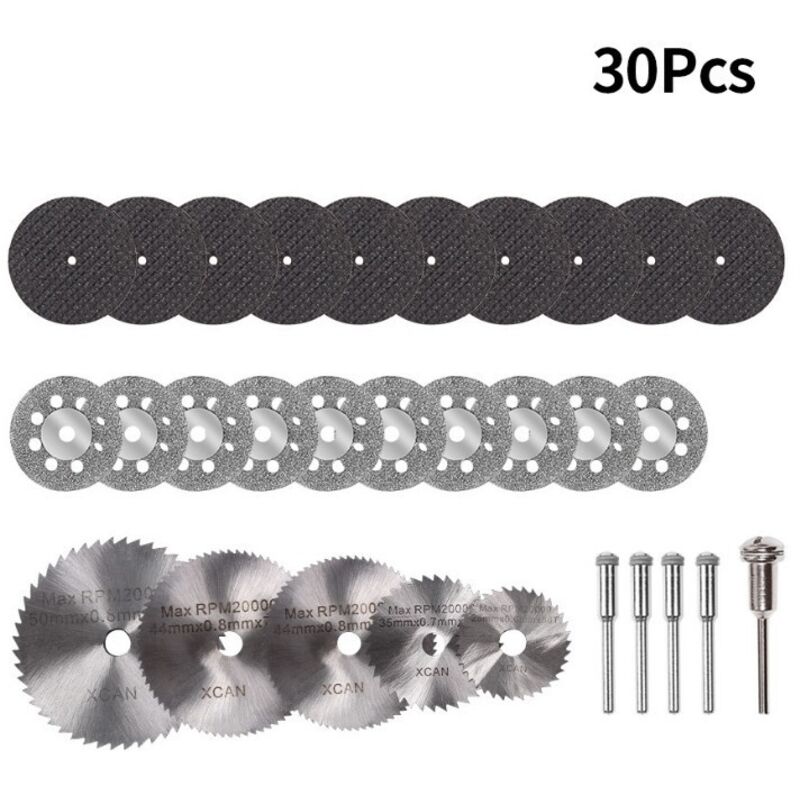 30 Stück Mini-diamant-trennscheiben, Mini-kreissägeblätter Aus Hss, Mini-harzschnittscheiben Mit 3-mm-aufnahme Für Holz, Metall, Kunststoff, Stein Und Glas