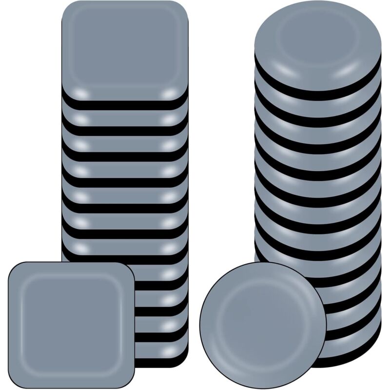 24 Möbelgleiter Aus Teflon, Selbstklebend, 20 Mm, Gleiter Zum Schutz Des Bodens, 12 Quadratische Und 12 Runde Teflongleiter, Stuhlgleiter