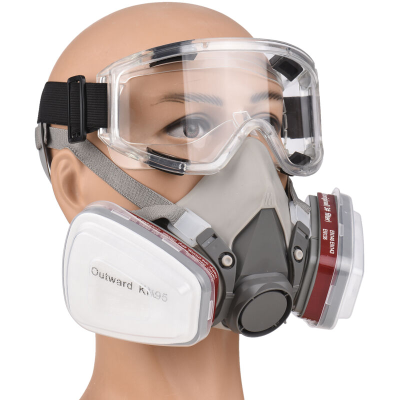 Wiederverwendbare Atemschutzmaske Mit Farb- Und Staubschutz, Gegen Gas Und Chemikalien, Für Heimwerkerarbeiten Mit Baumwollfiltern Und Schutzbrille