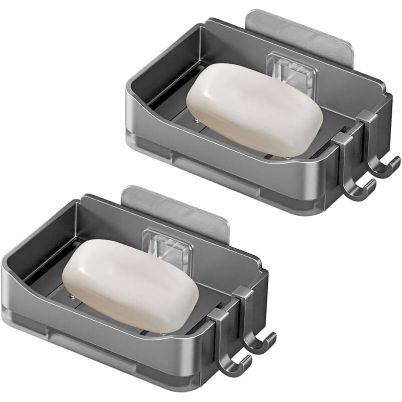 2 Stück Wandmontage Seifenspender Für Badezimmer, Abs Duschseifenhalter, Seifenspender, Mit Kleinem Haken Und Aufkleber, Für Badezimmer, Toilette, Küche