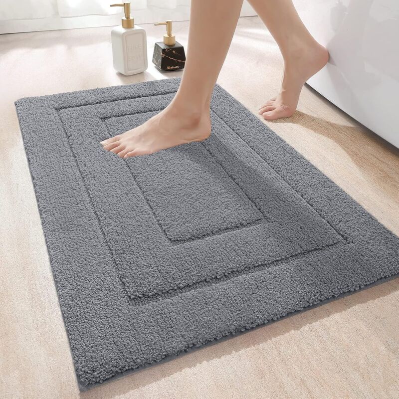 Antirutsch-badematte, Weicher Mikrofaser-badezimmerteppich, Wasserabsorbierend, Maschinenwaschbar, Extra Dicke Duschmatte Für Badezimmer, 40 X 60 Cm, Grau