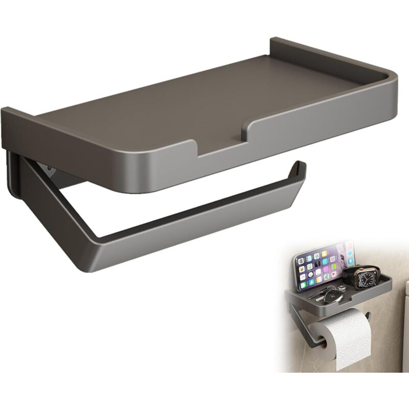 Toilettenpapierhalter, Bohrloser Toilettenpapierhalter Mit Ablage, Klebender Toilettenpapierrollenhalter, Bambus-regal Mit Rollenhalter, Wc-papierspender, Wandhalterung Für Badezimmer