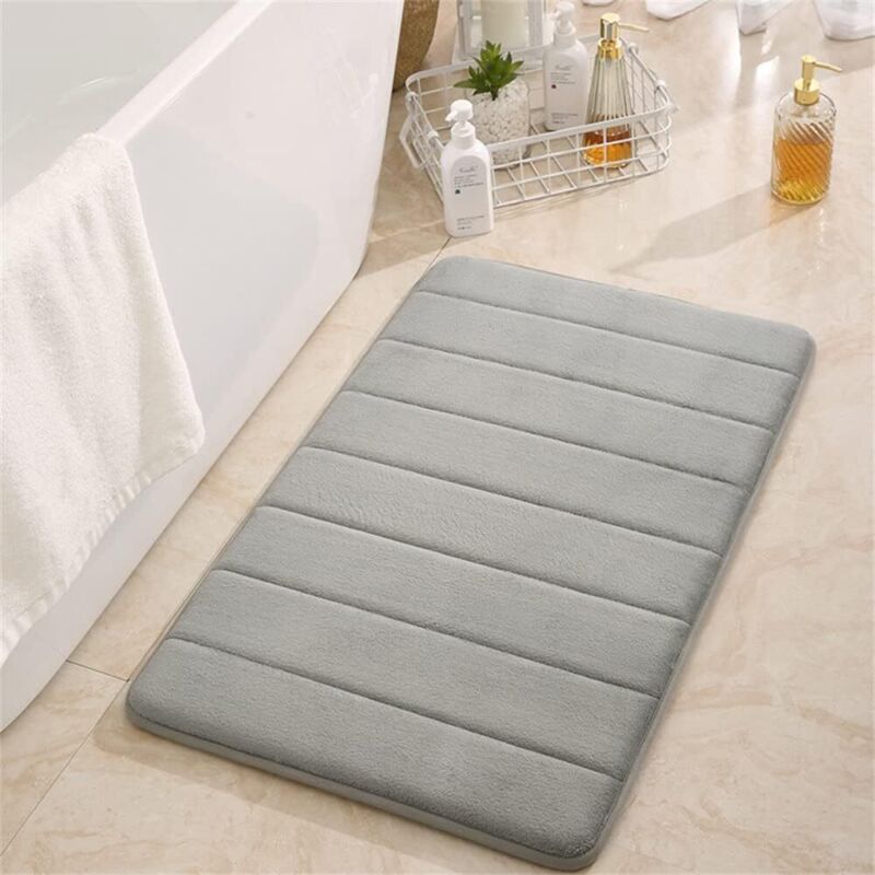 Badematte Aus Memory-schaum, Rutschfester, Weicher, Maschinenwaschbarer Badezimmer-teppich, Saugfähige Badematte Für Badezimmer Und Badewanne (40x60cm, Grau)