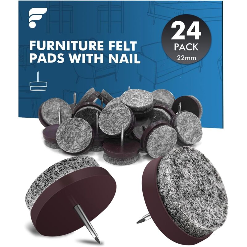 24 X Filzgleiter Für Möbel - Ø 22mm Stuhlgleiter, Stuhlfuß - 5mm Dicke Stuhlpads, Zum Annageln