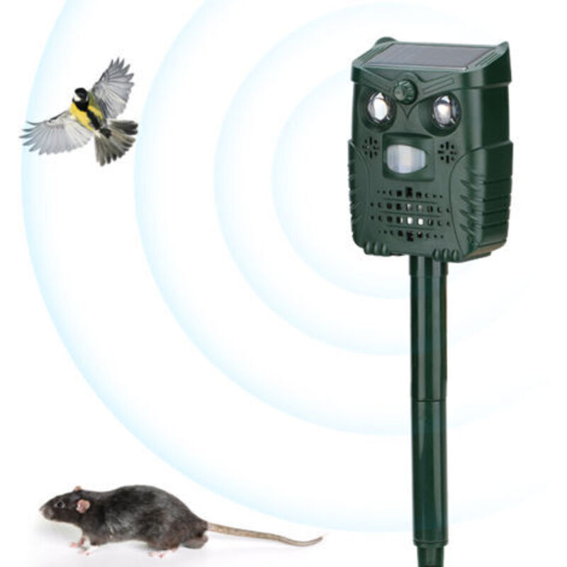 Ultraschall-katzenvertreiber Mit Solarenergie Und Usb-ladung, Wasserdicht, Starkes Led-licht, 4 Einstellbare Modi, Wirksam Gegen Katzen, Ratten, Hunde, Vögel Und Füchse