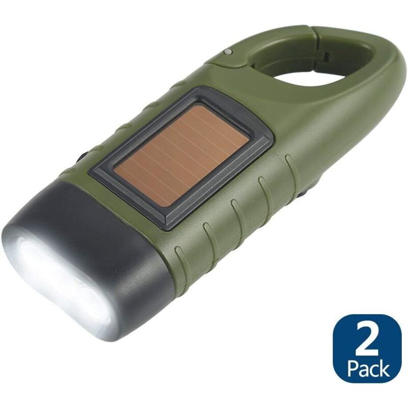 2er-pack Solar-taschenlampe, Led-solar- Und Kurbel-taschenlampe, Wiederaufladbare Taschenlampe Für Outdoor-aktivitäten, Notfallleuchte