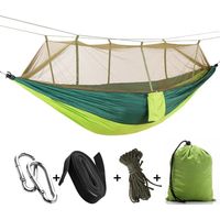 Hängematte Mit Moskitonetz - Für Draußen Und Camping - Tragbar - Fallschirmstoff - Zelt Für Zwei Personen - 260 X 140 Cm - Tragfähigkeit: 200 Kg L Grün