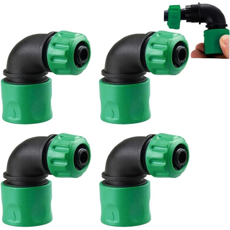4er-set Abgewinkelte Schnellkupplungsadapter Für Gartenschlauch 12-13 Mm, 90-grad-schnellverbinder, Schlauchadapter Für Bewässerung Und Autowäsche (grün)