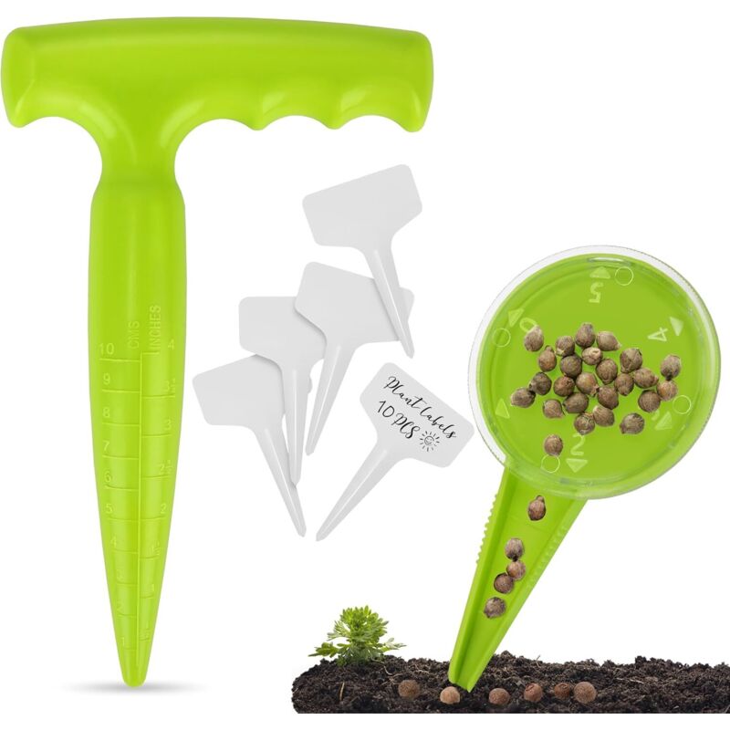 2 Stück Pflanzwerkzeuge Für Blumenzwiebeln, Sämaschine Streuer, 10 Stück Gartenetiketten – Zwiebelpflanz-set Für Die Aussaat Von Gemüse Und Blumen – Gartenwerkzeug Für Die Saat