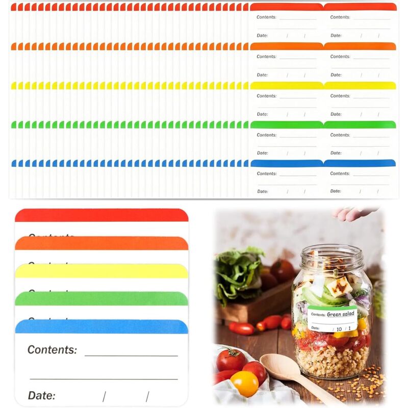 360er Set Farbige Gefrieretiketten, Rückstandsfreie Klebeetiketten Für Gläser Und Lebensmittel, Küchen- Und Kühlschrankorganisation (6 X 3 Cm)