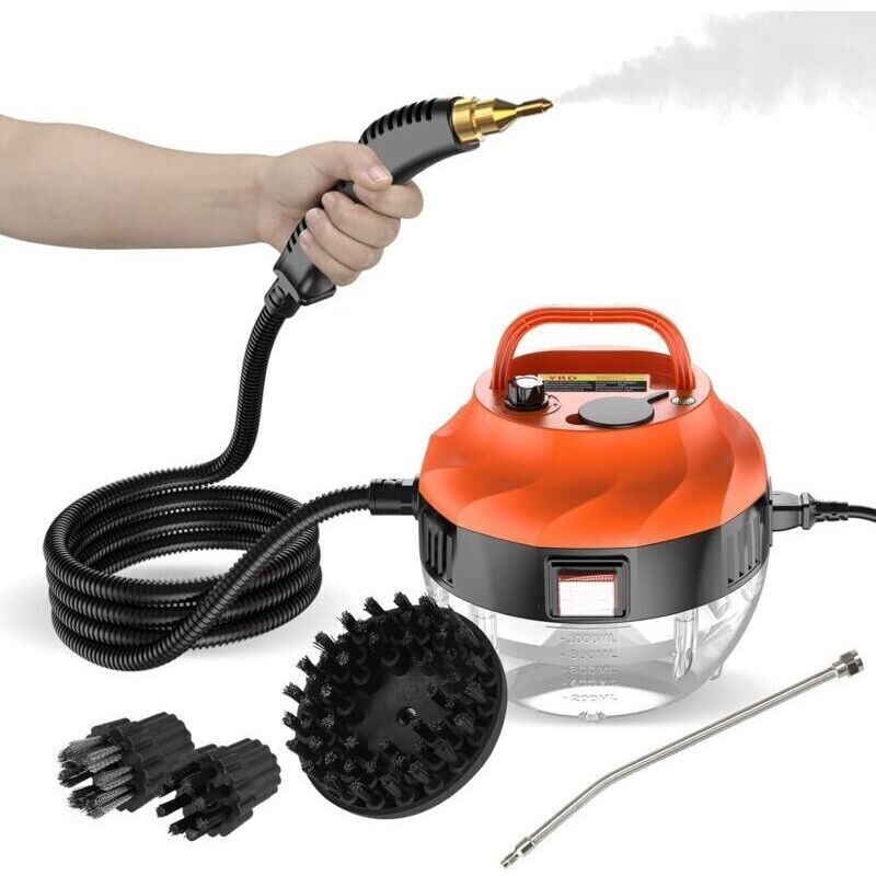 1500w Dampfreiniger, Handdampfreiniger Mit 3 Verstellbaren Bürstenköpfen Auf 6 Stufen, 10-sekunden-schnellheizung, Multifunktionaler Dampfreiniger (orange)