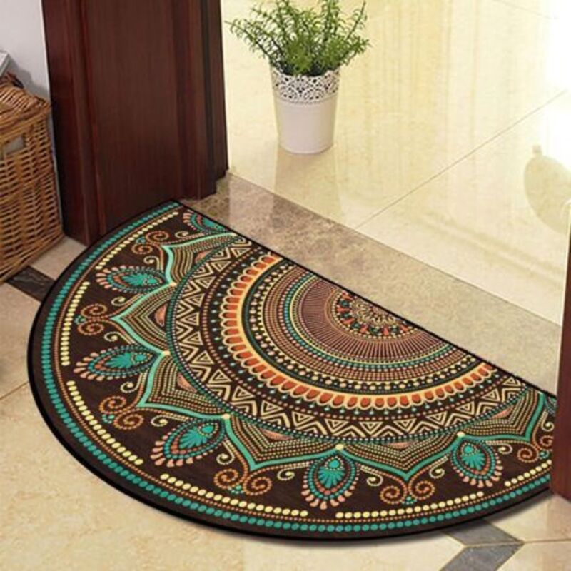 Halbrunde Saugfähige Fußmatte 40x60cm – Rutschfeste Innen-/außenmatte – Für Eingang, Terrasse, Küche – Leicht Zu Reinigen