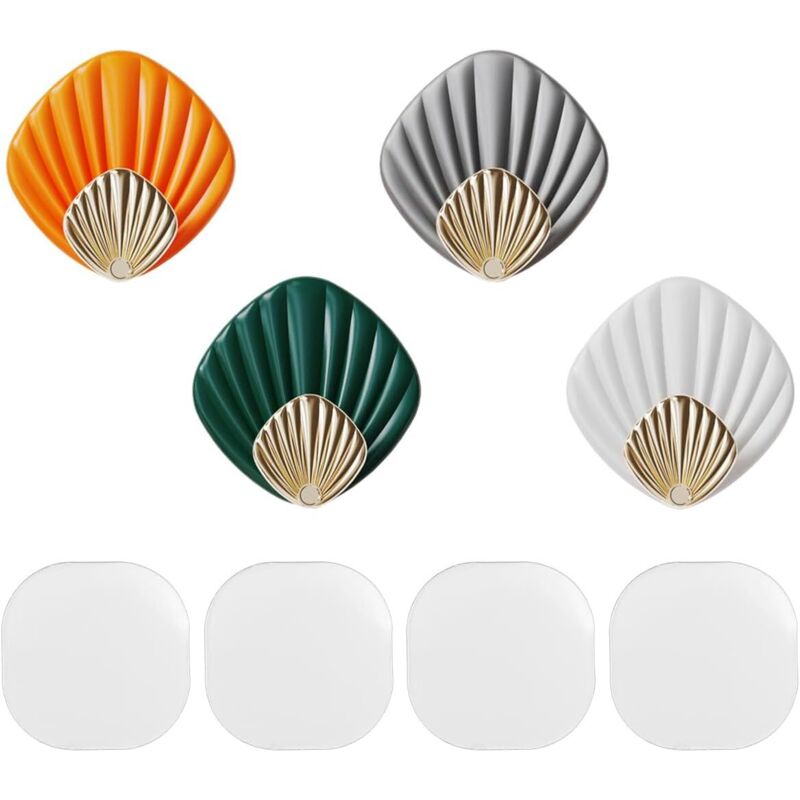 4er Set Bunte Klebehaken In Muschelform, Ohne Bohren, Klebehaken Für Badezimmer, Küche Usw.