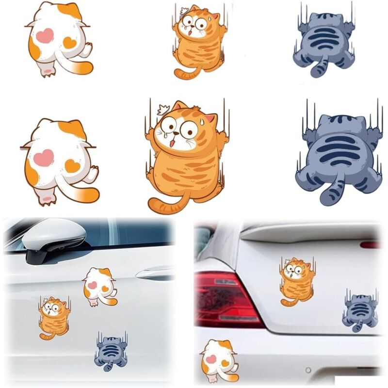 6 Stück Lustige Katzen-autoaufkleber, Katze Aufkleber, Autoaufkleber Mit Katzenmotiv