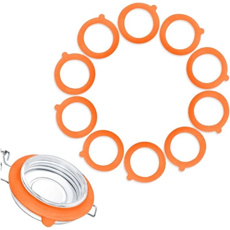 10er-pack Silikondichtungen Für Einmachgläser, Ersatzdichtungen Für Gläser, Austauschbare Glasdichtungen, Wasserdichte Silikondichtungen, Gummidichtungen Für Glasdeckel Mit Klappverschluss (orange)