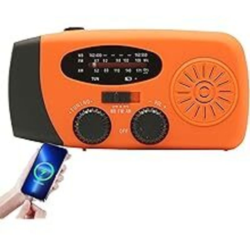 Solar-radio, Überlebens-hand-am/fm-wetter-katastrophenschutzradio Mit 3 Lademethoden, 2000 Mah Wiederaufladbarer Usb-telefonladegerät, Farbe Orange