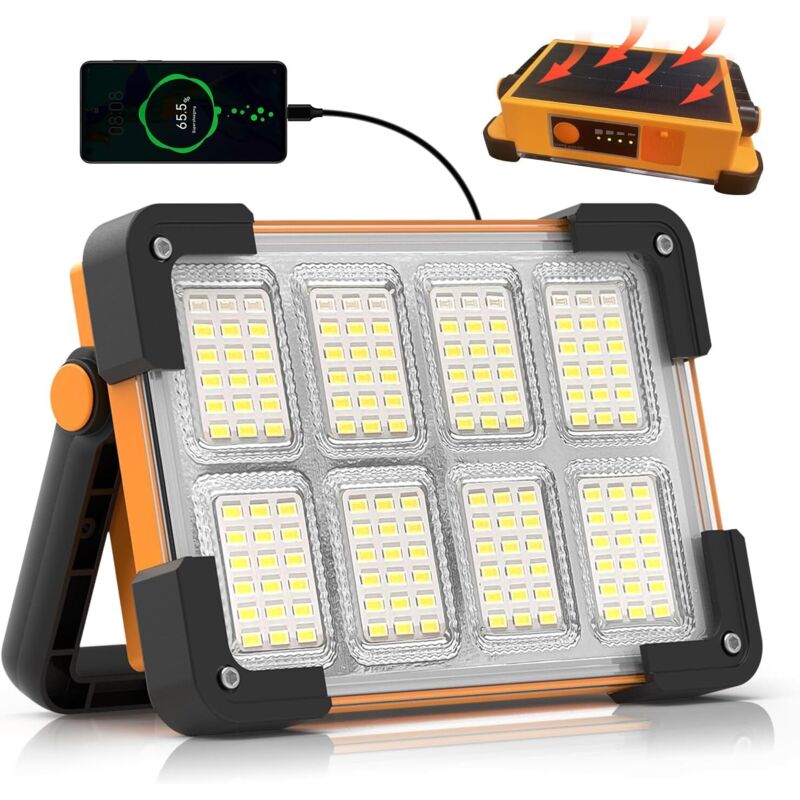 30w Wiederaufladbarer Led-strahler, Tragbarer Solarer & Batteriebetriebener Led-baustrahler, 4 Modi, 5400mah Arbeitslampe Für Camping, Baustelle, Garage, Werkstatt