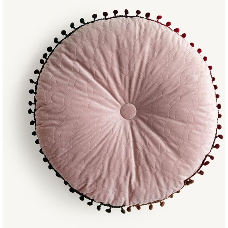 Bodenkissen Stuhlkissen Im Skandinavischen Stil, Rundes Kissen 40cm Gartenkissen Tatami-bodenkissen Für Yoga Meditation Teeparty Balkon Wohnzimmer Kinder Erwachsene (40cm, Hautrosa)