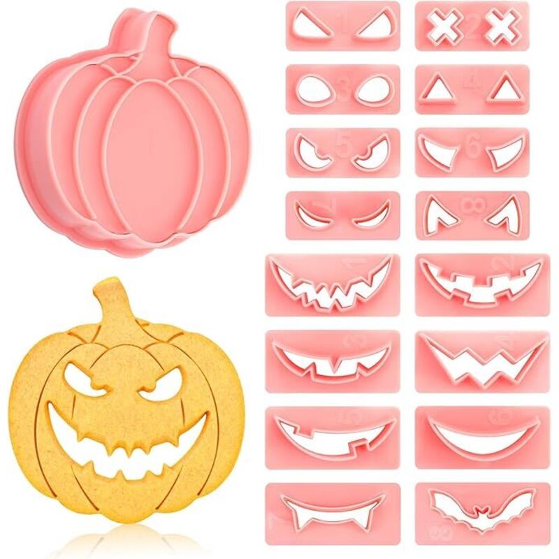 17-teiliges Halloween 3d Kürbis Ausstecher Set, Backformen Für Kekse, Halloween Cookie Cutter Für Obst, Mürbeteig Und Kuchen Dekorationen