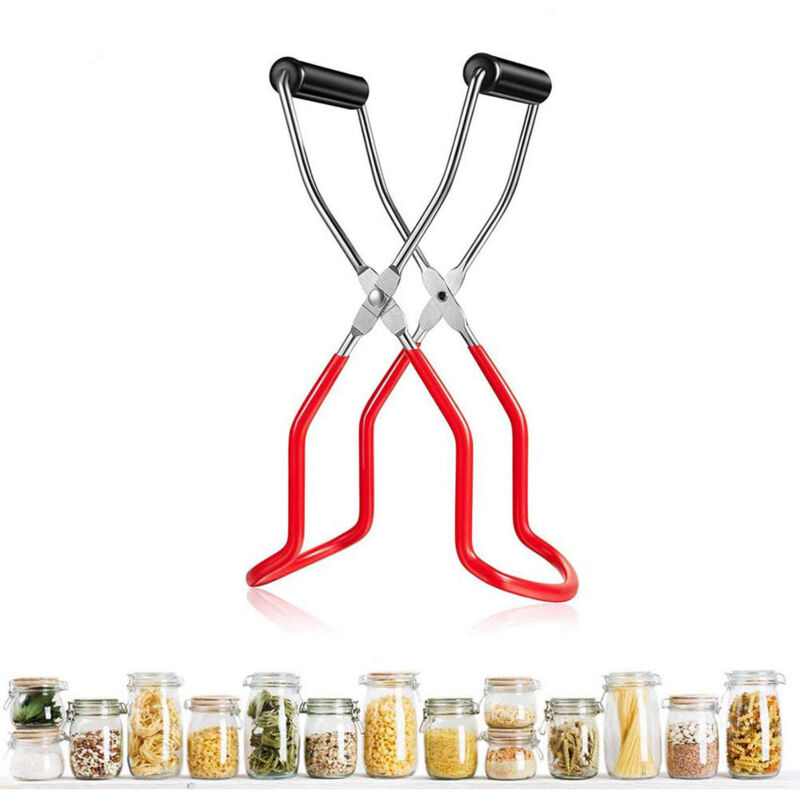 Glaszange, Konservenglas-zange, Edelstahl-glaszange, Hitzebeständiger Griff-clip, Glashebezange, Mit Trichter, Für Küchen- Und Restaurantgläser (rot)