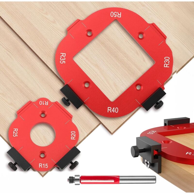 2 Stück Holzfräs-schablone, R10 R15 R20 R25 R30 R35 R40 R50 Frässchablone Mit Bündigfräser, 4-in-1-schablone Für Oberfräse, Für Holzbasteln