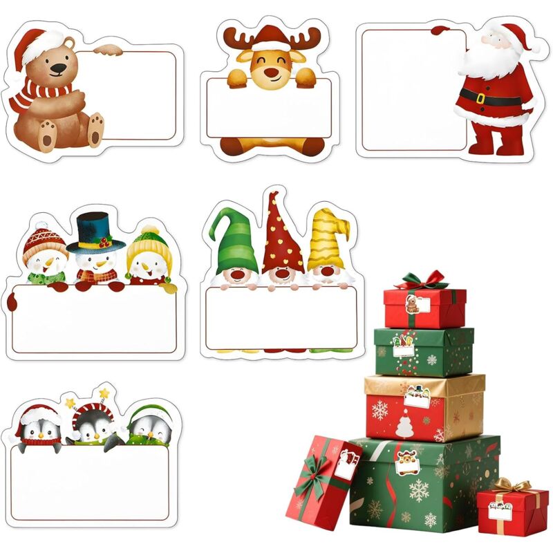 60 Stück Weihnachts-geschenkaufkleber – 3 Blatt Weihnachtliche Geschenketiketten Zum Beschriften, Klebeetiketten Zur Dekoration Von Verpackungen, Karten Und Umschlägen
