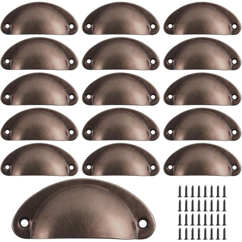 16 Muschelgriffe, Vintage-schubladengriffe, Halbrunde Retro Küchenschrank- Und Türgriffe, Kommodentürgriffe (vintage-rot)