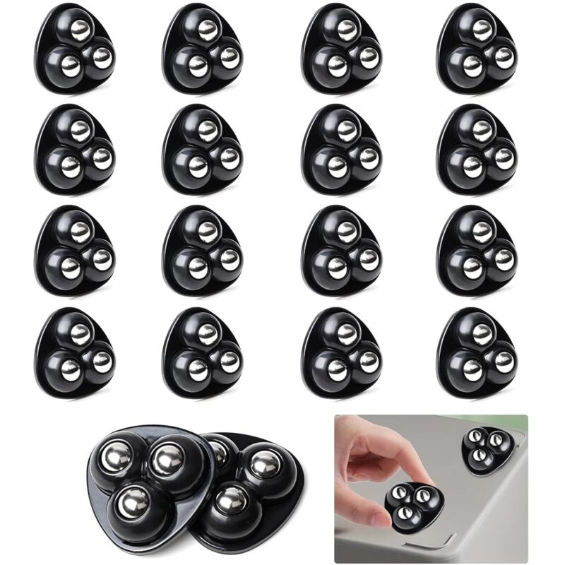 16 Stück Mini-möbelrollen, 360 Grad Drehbar, Selbstklebende Kugelrollen Für Möbel, Leise, Für Möbel, Sofa Und Schrank (schwarze Stahlkugeln)