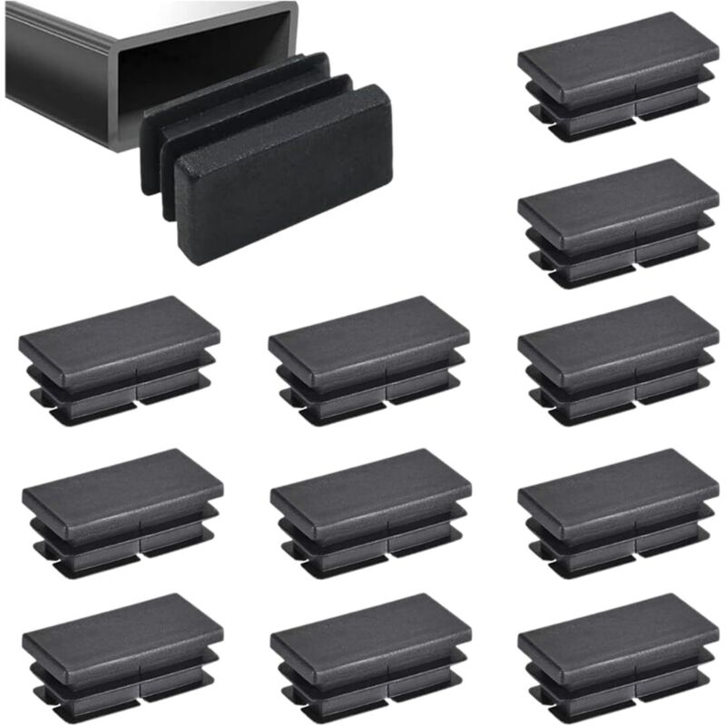 Satz Von 12 Lamellenstopfen Für Rechteckige Rohre 40x20 Mm – Für Stahl- Und Aluminiumrohre – Schutz Für Böden Und Möbel