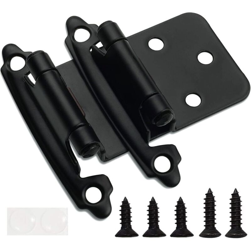 Matte Schwarze Schrankscharniere, 1,27 Cm (2 Paare - 4 Stück) Mit Automatischem Schließmechanismus Für Bad Und Küche - Eingelassene Montage Mit Türstoppern Und Verbesserten Schrauben