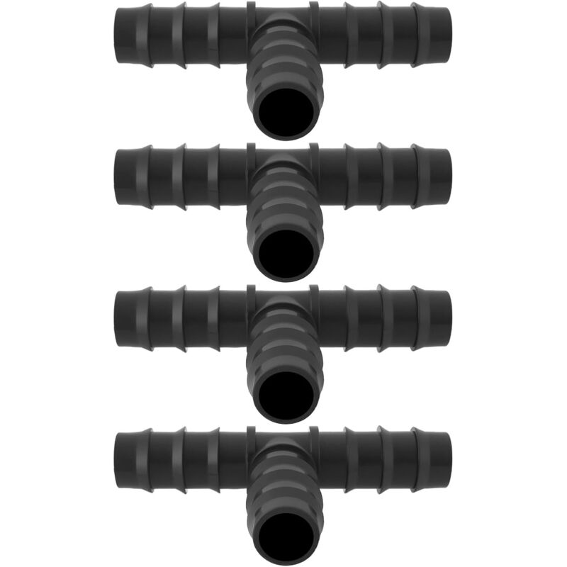 Schwarze Kunststoff-t-stücke (4 Stück) Für Tropfbewässerungsschläuche, Gartenanschlüsse Für 20-mm-tropfbewässerungssysteme