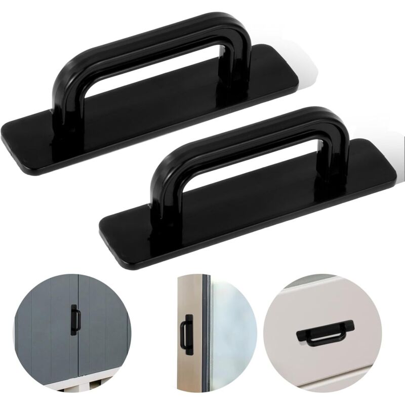 2er-set Selbstklebende Balkontürgriffe, 100 Mm, Schwarz, Möbelgriffe Ohne Bohren, Für Küchenschränke Und Kleiderschrank