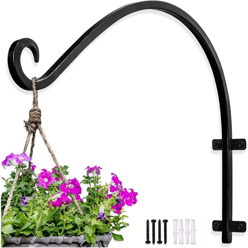 1 Stück Pflanzenampel Für Außenbereich, Balkon-blumenkastenhalterung, Zum Aufhängen Von Körben, Robuster Halter Für Vogelfutterhäuschen Aus Schmiedeeisen Usw. (schwarz)
