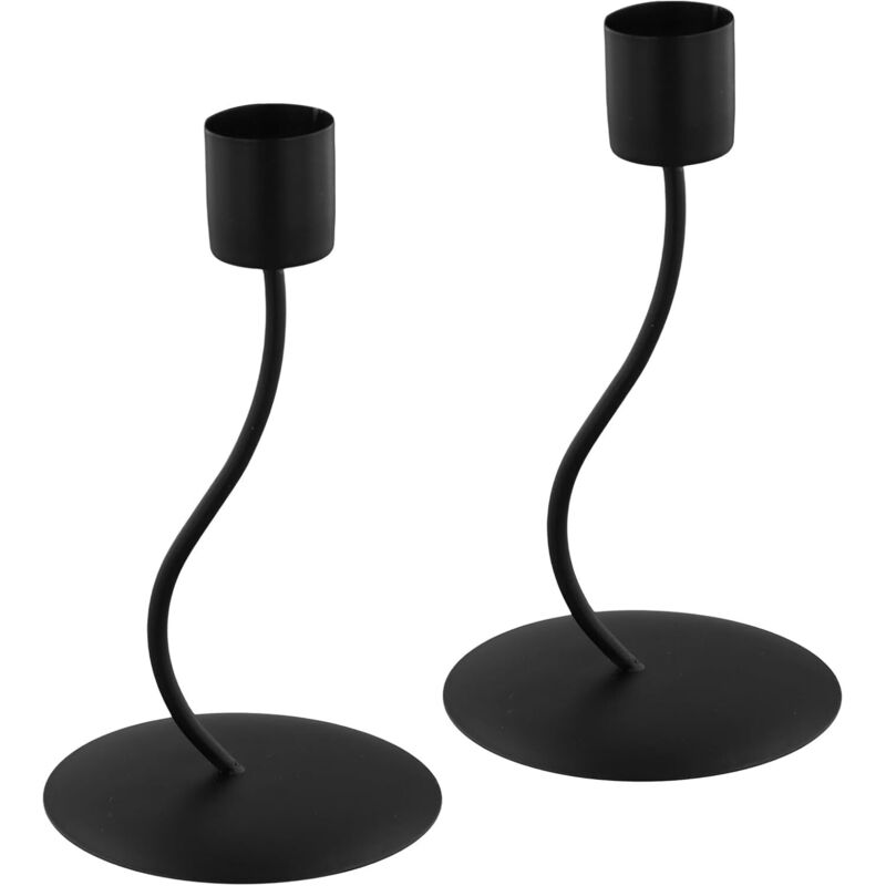 2 Stück Schwarze Kerzenleuchter, Metall-kerzenhalter Für Stumpenkerzen, Retro-design Zur Tischdekoration Für Zuhause, Hochzeit Und Weihnachten