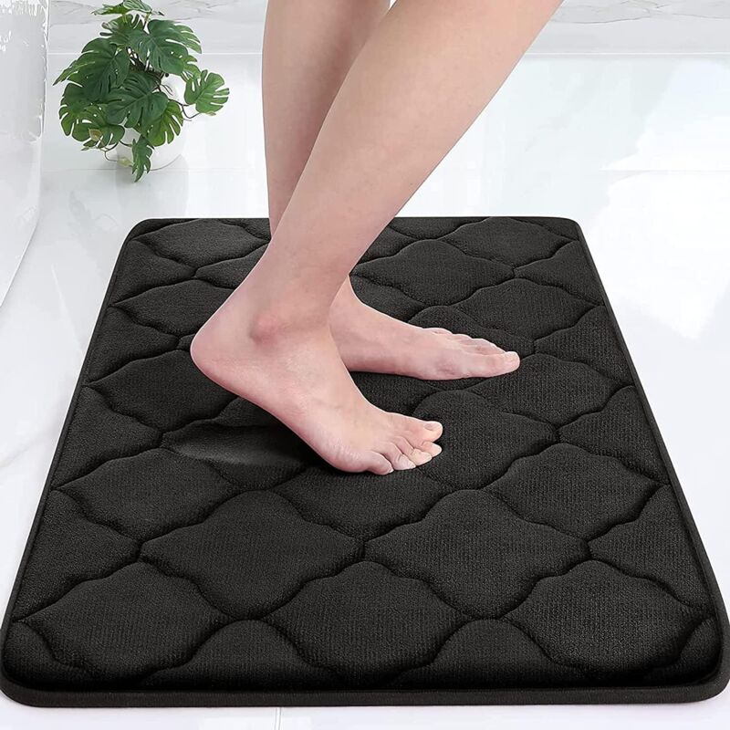 Antirutsch-badematte, Weiche Badematte Aus Memory-schaum, Saugfähige Badematte, Maschinenwaschbar - 40 X 60 Cm, Schwarz