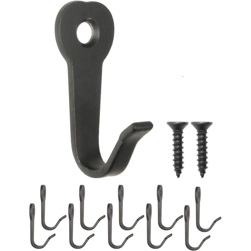 Satz Mit 10 Klassischen Garderobenhaken, Eisenhaken, Metallhaken, Bildaufhänger, Vintage-stil, Landhaus Retro, 39 X 22 Mm, Schwarz