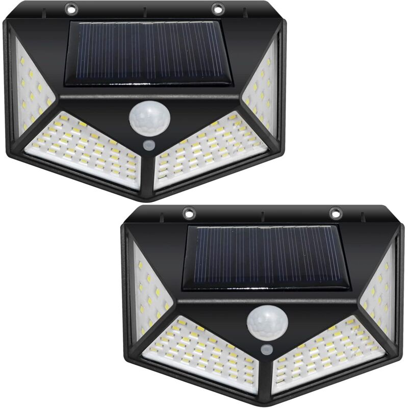 2er-set Solar-außenleuchten Mit 100 Leds – Pir-bewegungsmelder – Wasserdichte Ip44-beleuchtung – Einfache Installation Ohne Verkabelung