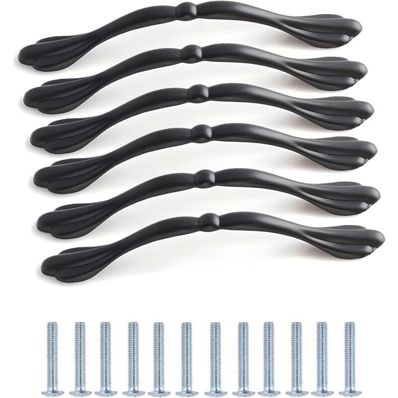 6 Stück Möbelgriffe Küche Schwarz Lochabstand 128mm Schrankgriff Aluminiumlegierung Perfekt Für Schränke, Schubladen, Kleiderschränke, Schlafzimmer