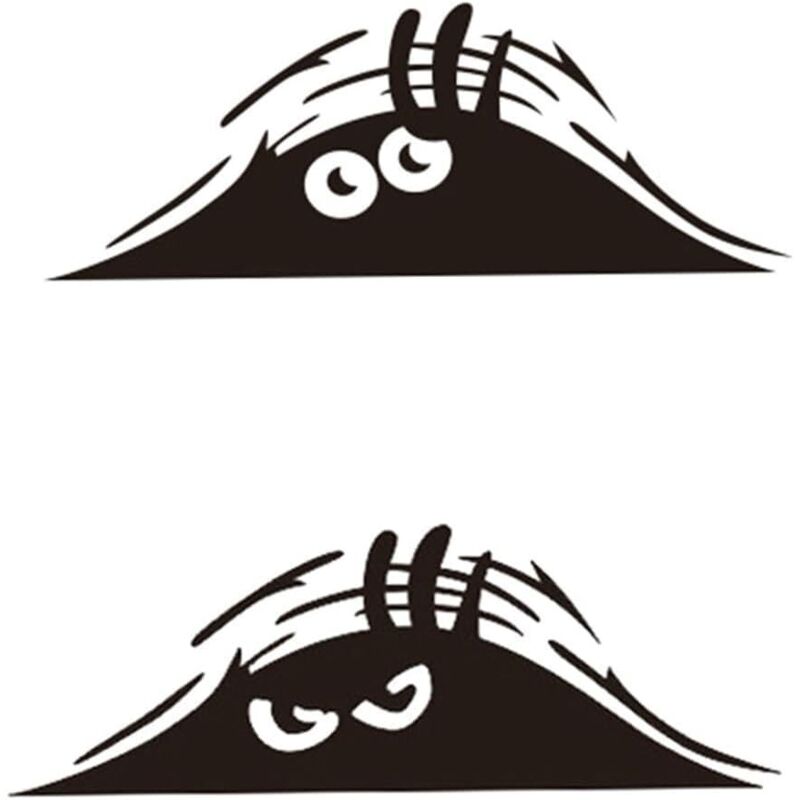 2 Stück Cartoon Lustige Spähende Monster Vinyl Aufkleber, Spähendes Monster Erschreckende Augen Autoaufkleber Spähender Elf Abziehbild Wasserdicht Lächelnd Und Wütend Schwarz Aufkleber (schwarz)