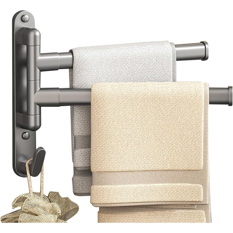 Wandhandtuchhalter, Handtuchhalter Ohne Bohren, Wandhandtuchhalter Mit Doppelt Schwenkbar Um 180° - Einfache Installation Für Badezimmer, Küche, Toilette